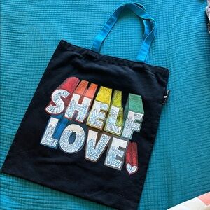 Colorful 'Shelf Love' Book Tote Bag
